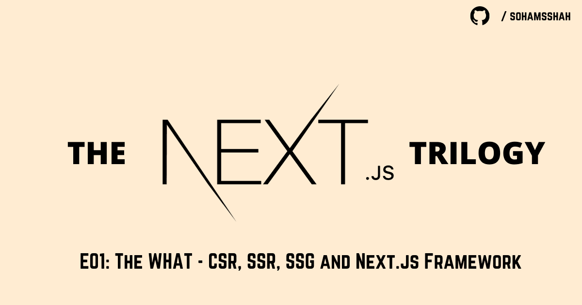 The Next.js Trilogy - E01: The WHAT - CSR, SSR, SSG and Next.js Framework π